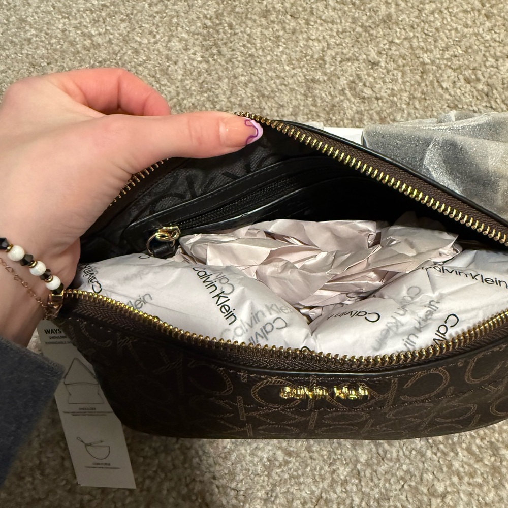 Calvin Klein Dark Brown CK Pattern Crossbody Bag - image 6
